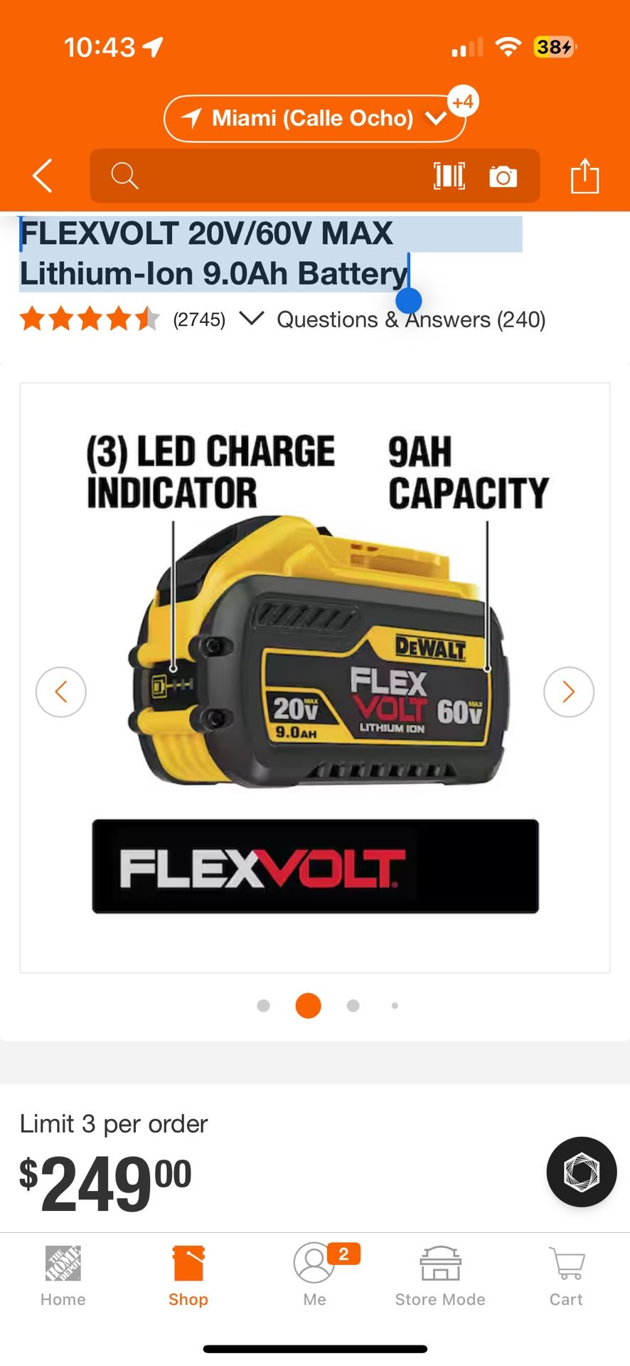 FLEXVOLT 20V/60V MAX Lithium-Ion 9.0Ah Battery