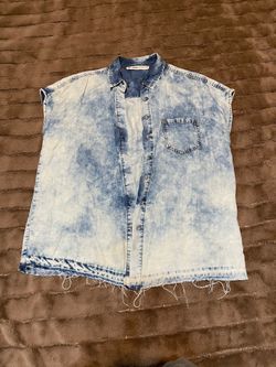 Koton Button Down Acid Wash Soft Denim Shirt Sz S 