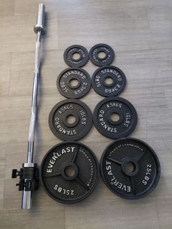 Olympic curl bar and weights