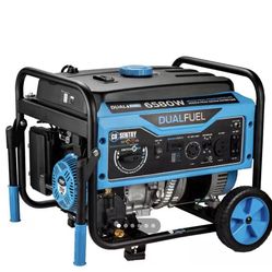 Brand new dual fuel generator, still sealed in original packaging. Runs on both gas and propane. 6580W peak, 5300W running. 10-hour run time at half l