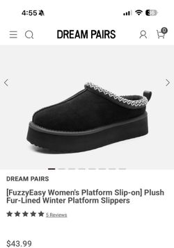 Dream Pairs Fuzzyeasy Women’s Platform Slip-On Plush Fur-Lined Winter Platform Slippers Size 9