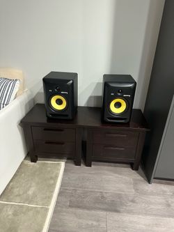 Dark wooden nightstands