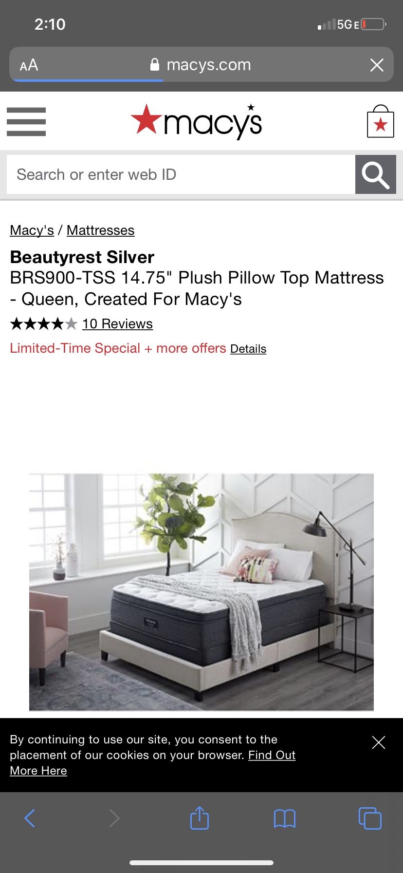 Beautyrest silver pillow top queen size mattress and box brand new