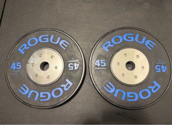 Rogue Fitness 45lb Black Training Bumper Plates Weights Pair Set