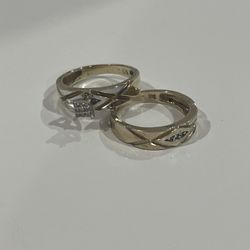 10k Gold Wedding Rings Set  With diamonds 