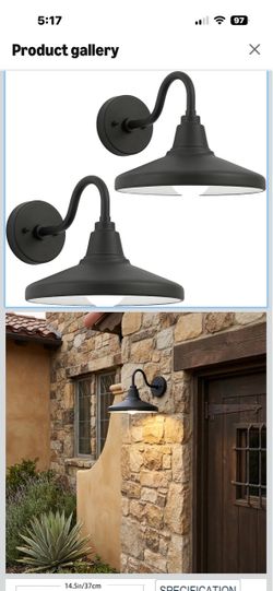 Brand New Set of 2 Gooseneck Barn Light,Black&White Outdoor Wall Sconces