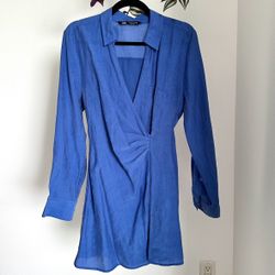 Short Blue Light Wrap Dress
