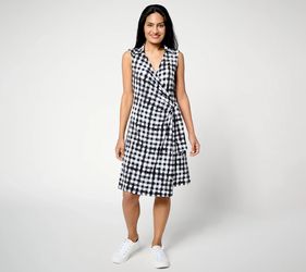 Susan Graver Courtside Social Liquid Knit Sleeveless Skort Dress Black, Small