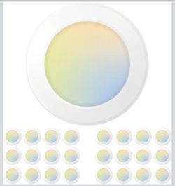 LED Disk Lights 5/6 Inch Flush Mount Ceiling Lights Dimmable 5CCT 24 Pack 1050LM