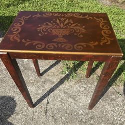  Vintage Wood Decoupage Painted Table