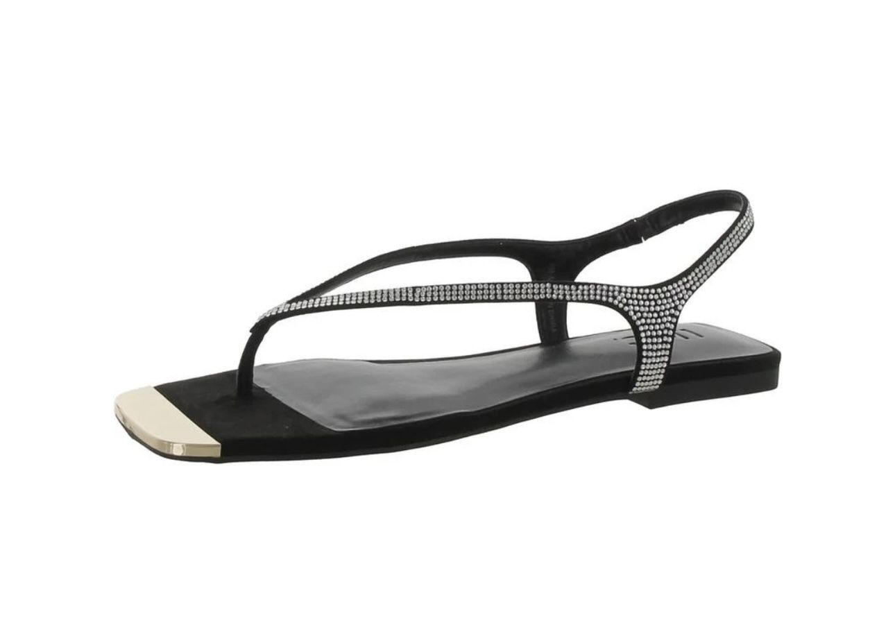 INC Pasca Womens Embellished Square Toe Slide Flat Sandals