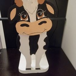 Decorative Holisten Wooden Cow Moo Country Kitchen Paper Towel  Holder