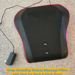 Deep-Kneading Shiatsu Massage Pillow with Heat for Neck & Back