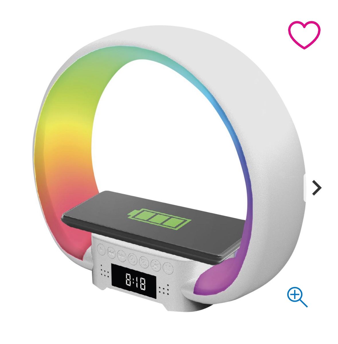 BELL + HOWELL Speaker Charging Lamp with Alarm Clock, RGB LED Table Lamp, and Wireless Phone Charger Stand