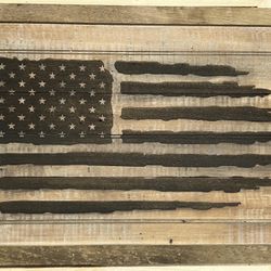 Rustic Reclaimed Wood American Flag Wall Art 