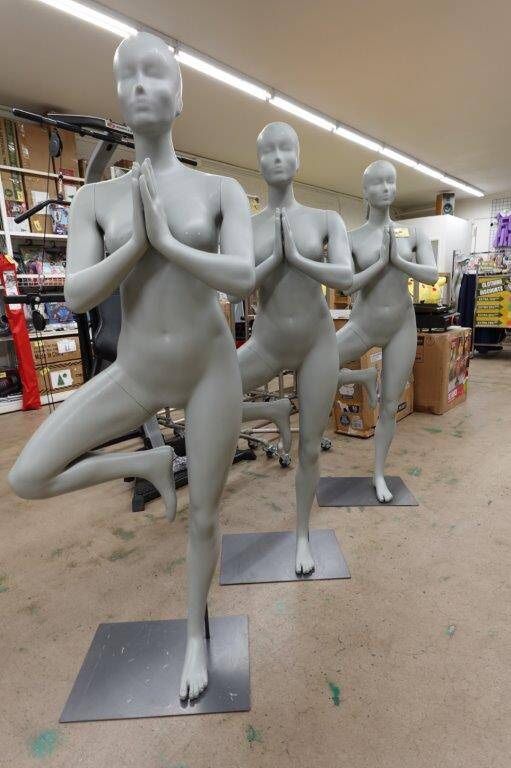 Tree Pose Yoga Female Full Body Mannequin in Gray 