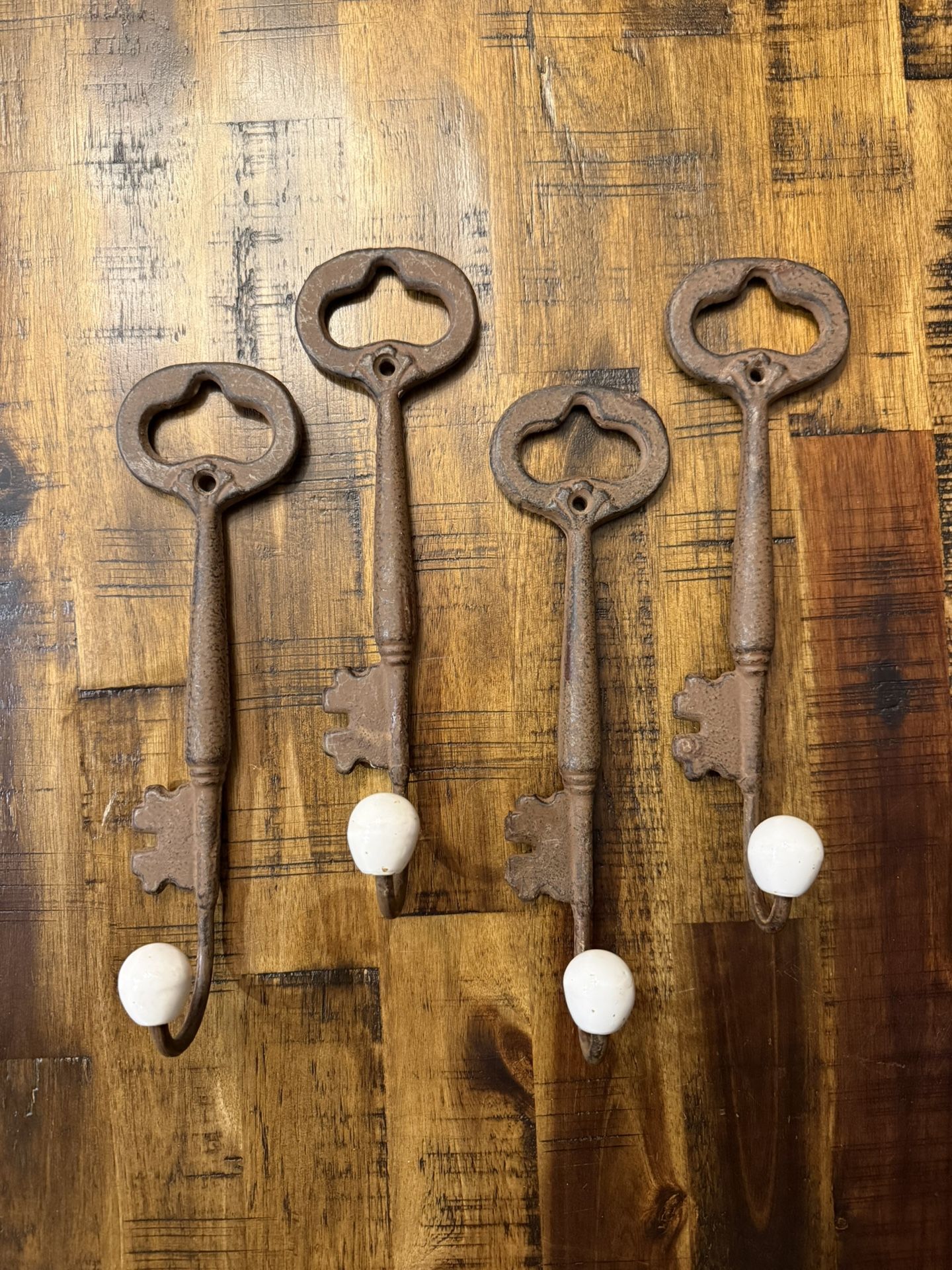 Set/4 Antique Wrought Iron Key Hanging Hooks