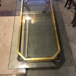 Vintage Hollywood Regency Gilt Iron & Glass Coffee Table – 30” x 60” $450 – OBO
