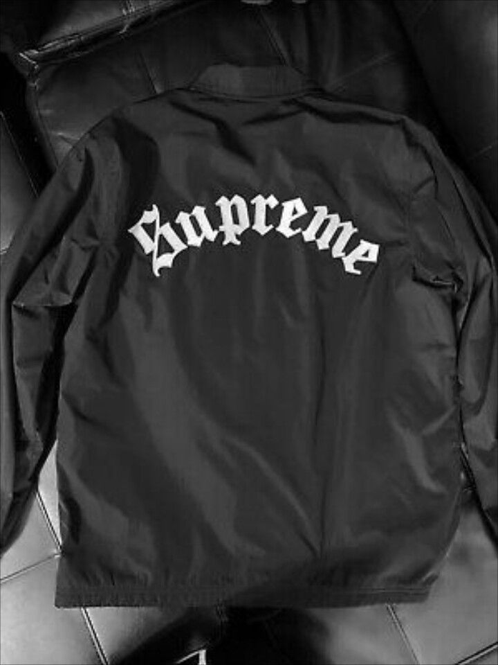 SUPREME Old English Coaches Jacket FW16 Stitched Lettering Sz Large