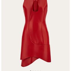 Ferragamo Red Leather Mini Dress