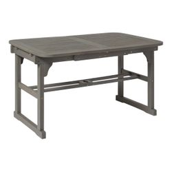 NEW in Box: Extendable Acacia Patio Dining Table, Grey Wash