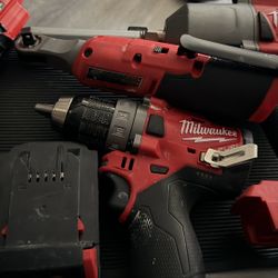 Milwaukee 1/2 M18 Impact, Milwaukee M12 Drill, And M12 3/8 Ratchet $350