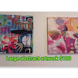 Large beautiful 2 canvas abstract art work in perfect condition no rips or scratches stunning brightens any room asking $100 for set or $60 each not s