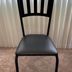 Black Metal Chair with Leather Seat Cushion