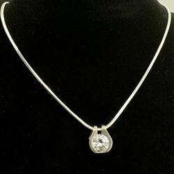 CZ Pendant On Sterling Chain