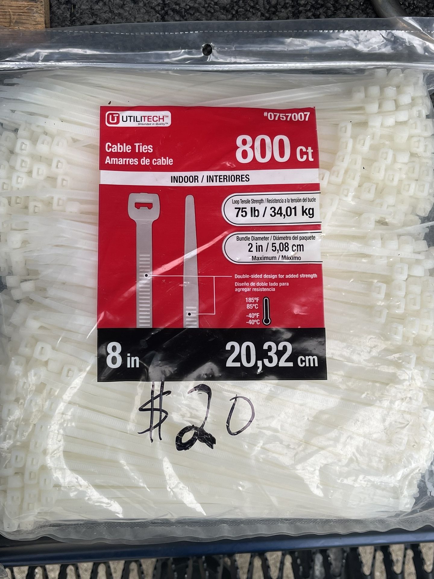 800 Ct 8” Indoor Zip Ties