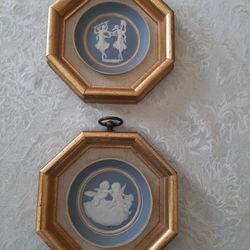Limoges cameo Porcelain Golden Color Wooden Framed Pictures-France