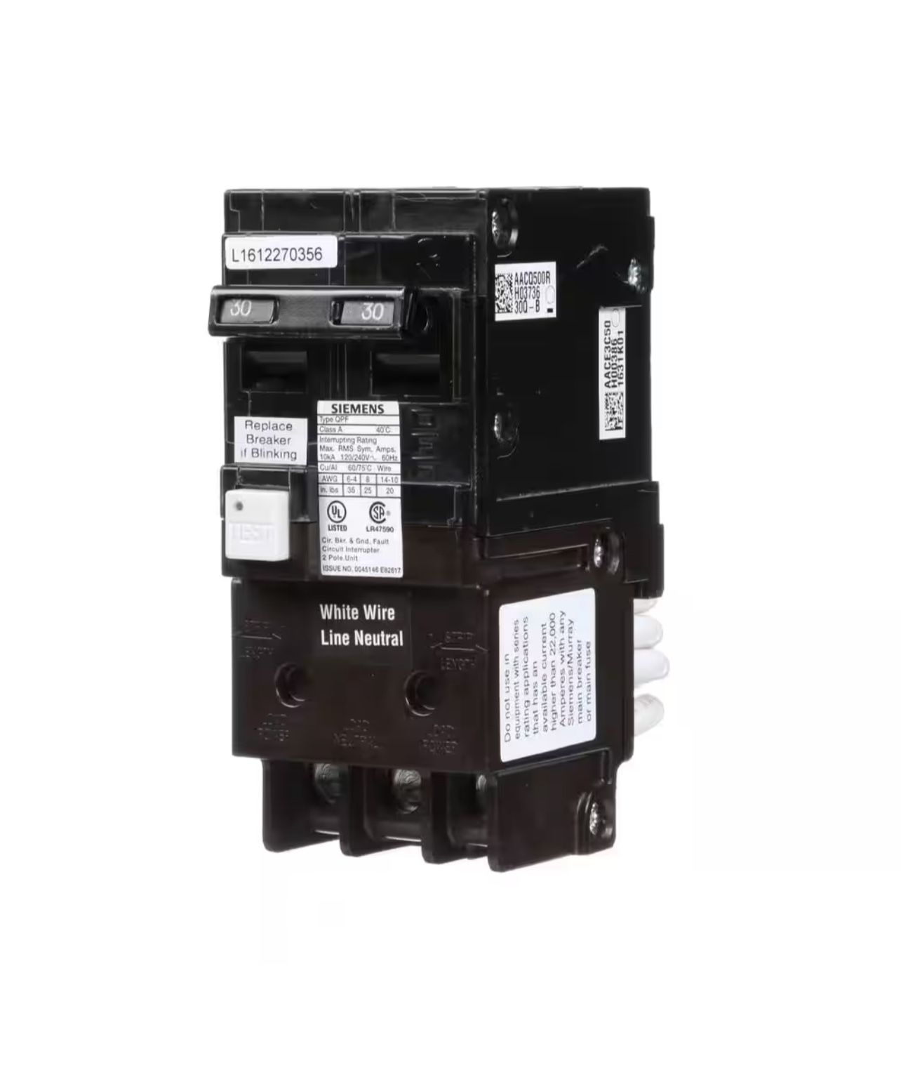 Siemens 30 Amp Double Pole Type QPF2 GFCI Circuit Breaker