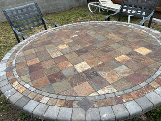 Large Patio table and 4 metal chairs