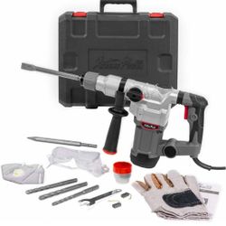 1200W Electric Rotary Hammer SDS Plus Drill Swivel Adjustable Handle Drilling With Chisel Flat Bit Set Carrying Case.