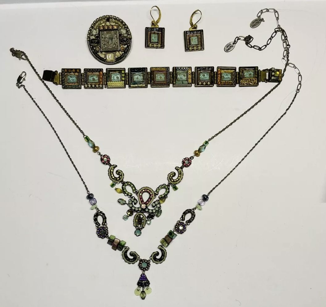 Ayala Bar 2 Necklaces Bracelet Pin / Brooch Earrings J