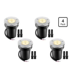 Low Voltage Landscape Lights with Connectors 12V-24V LED Well Lights Upgrade Waterproof In Ground Outdoor Warm White Landscape Light for Garden Yard P