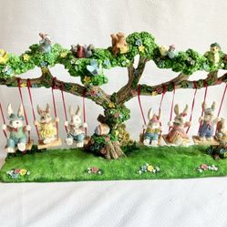 Easter JUBILEE BUNNIES SWINGING & SEESAW Tree Set Eggs Figurine Decoration