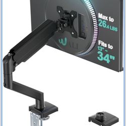 WALI Single Monitor Mount for 13-34 inch Screens, Adjustable Gas Spring Single Monitors Arm, Regular Screen up to 32 inch, 26.4lbs