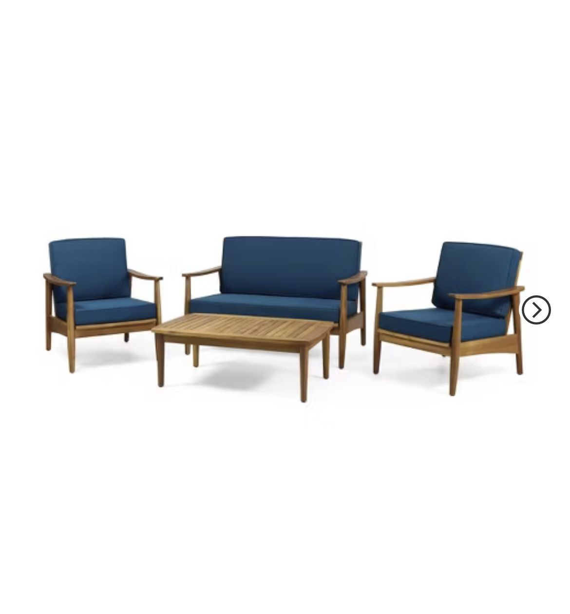 Teak/Acacia Wood Patio Set - 4 Seater Chat Set with Coffee Table