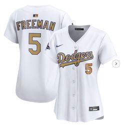 Freddie Freeman Dodgers Nike Women’s 2025 Gold Collection Limited Jersey - White