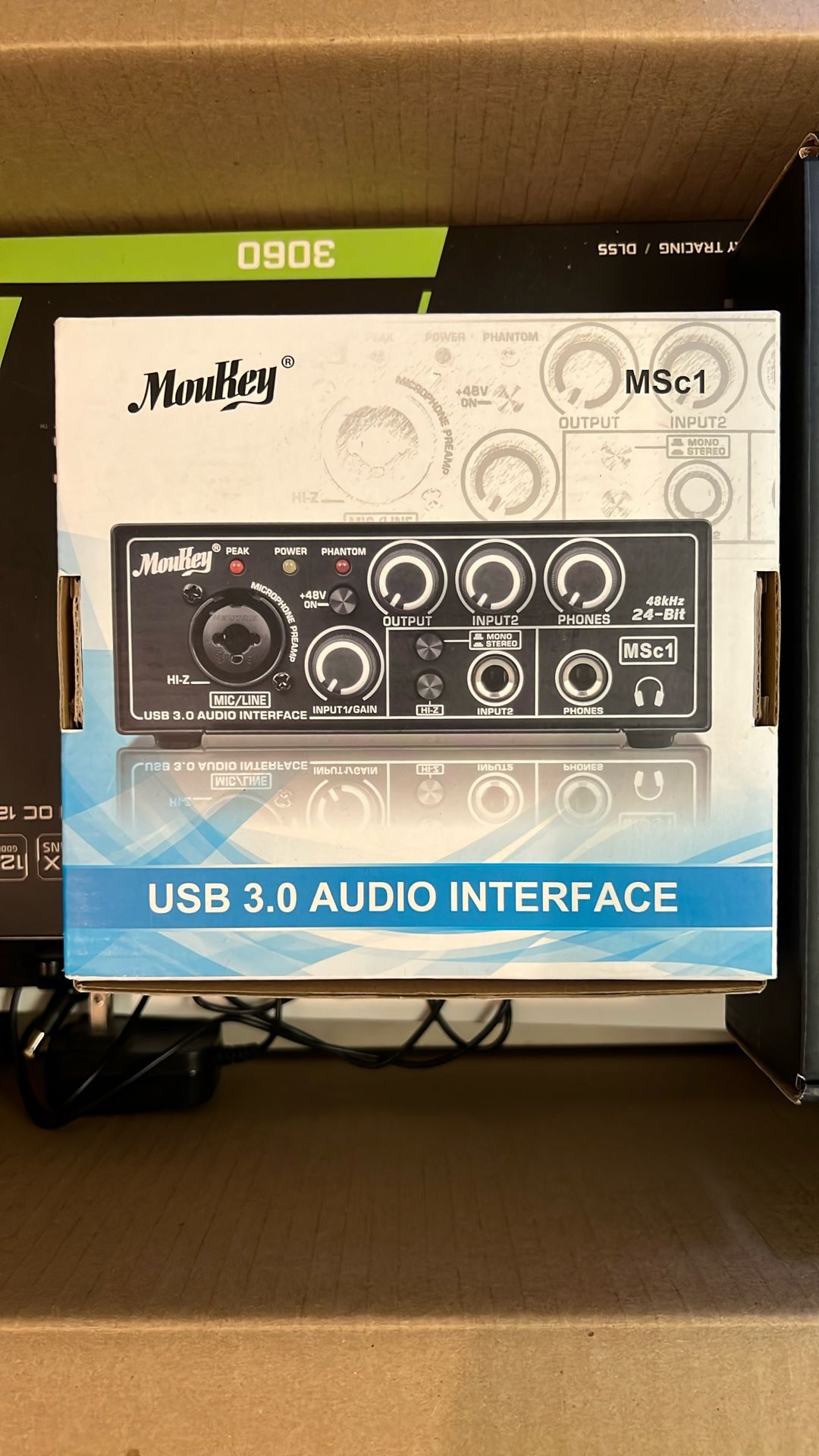 Moukey USB 3.0 Audio Interface, Microphone Preamps with 48V Phantom Power, 24 Bit, Support Smartphone, Tablet, Computer and Other Equipment Recording