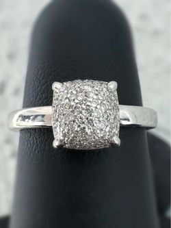 Tiffany & Co. Paloma Picasso 18K white gold Pave 0.16CTW Diamond Sugar Stack Cocktail Ring sz5.25