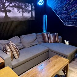 Grey Sleeper Sectional Couch with Storage Chaise