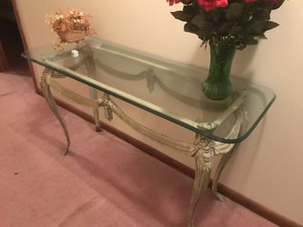glass top with metal frame sofa tables