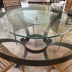 6-ft Glass Dining Room Table with match Glass Lazy Susan