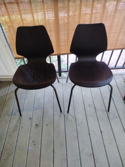 2 Ikea Wood Chairs