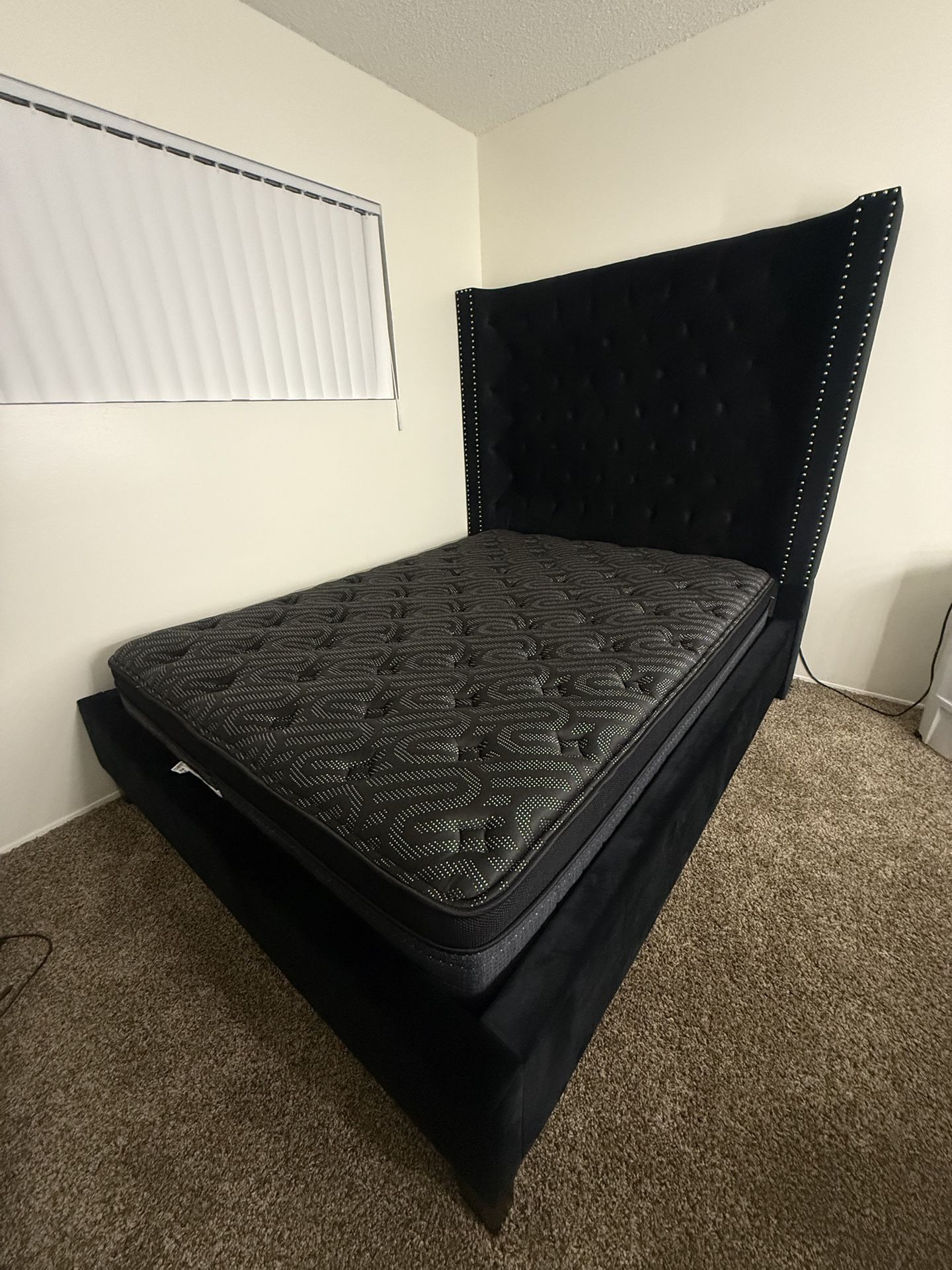 Black Tall Headboard Bed Frame 