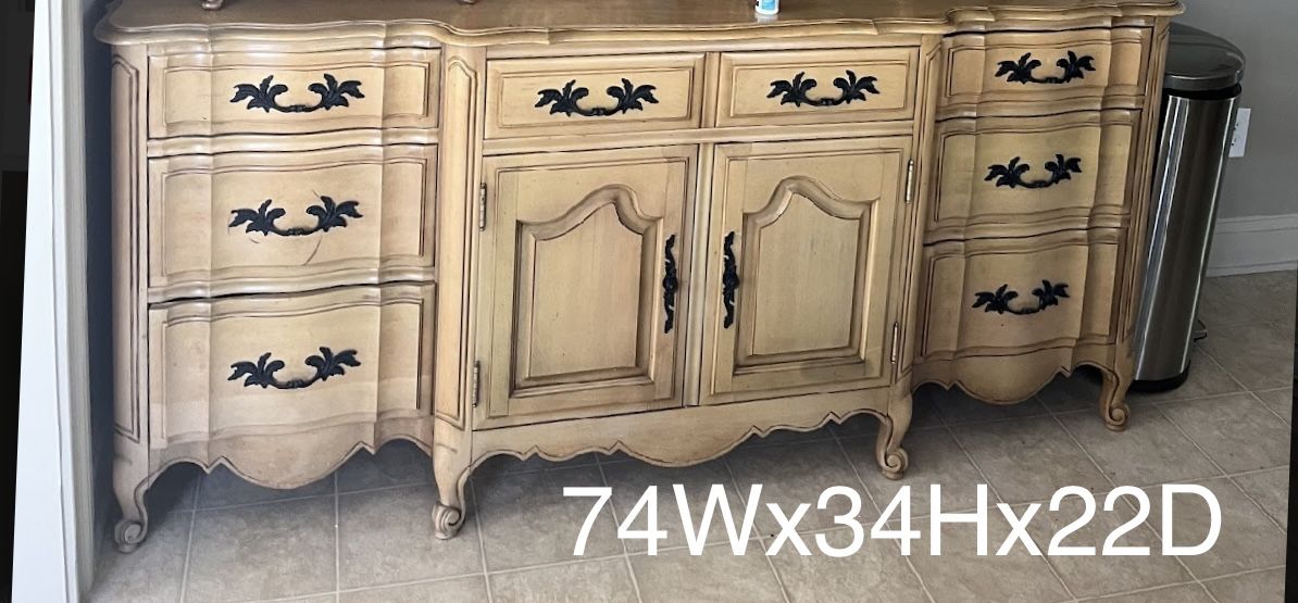 French provincial light wood sideboard *distressed finish