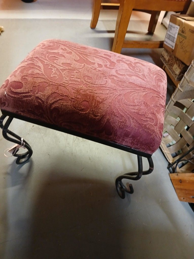 Upholstery And Metal Footrest Stool
