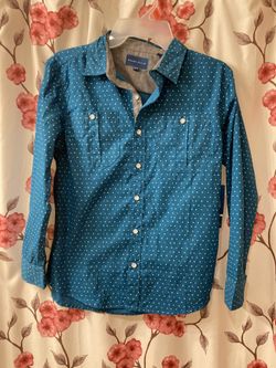 Perry Ellis Blue Button Down Dress Shirt Size 10/12 Youth
